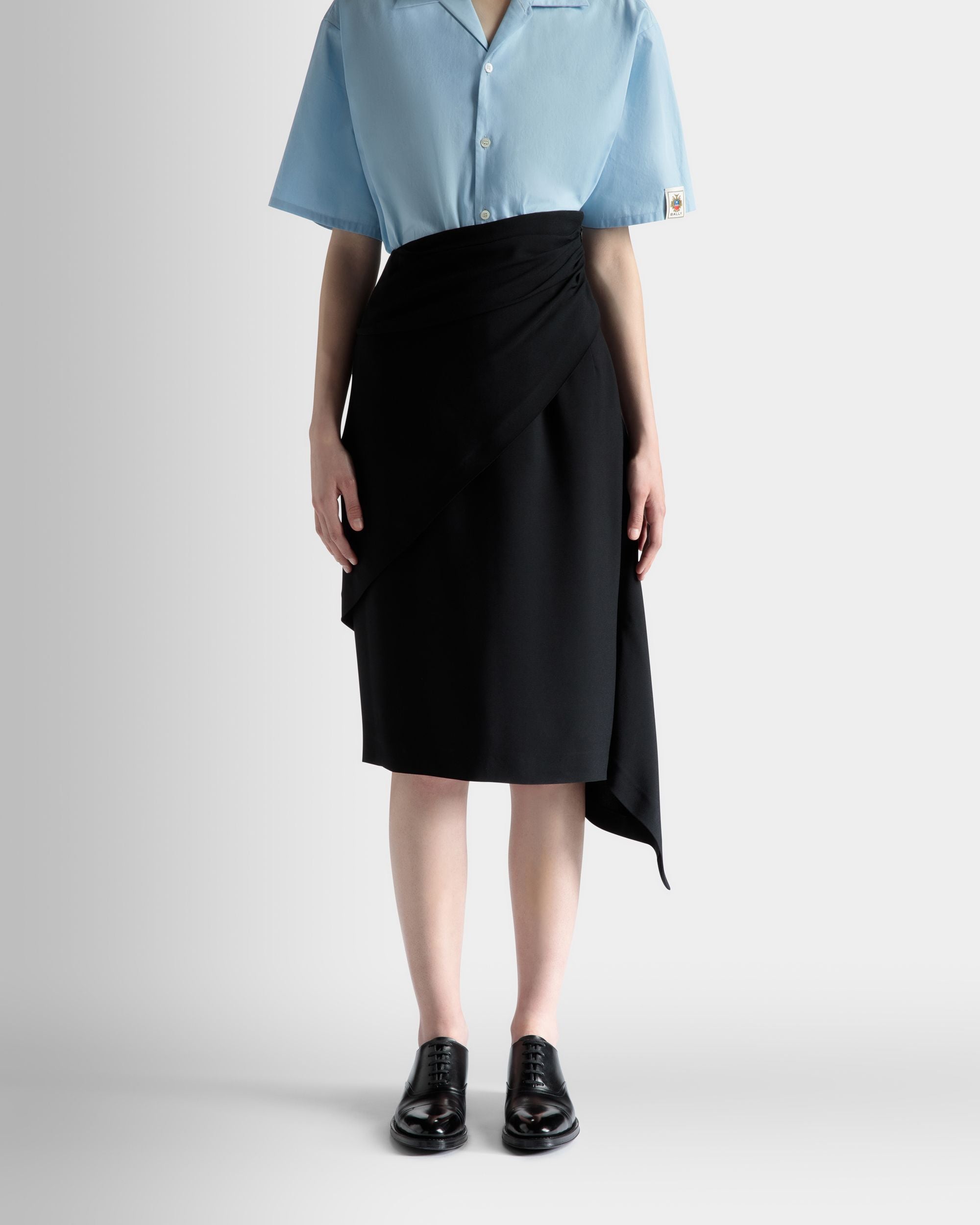 Asymmetrischer Midirock Aus Fließendem Crêpe In Schwarz - Damen - Bally - 03