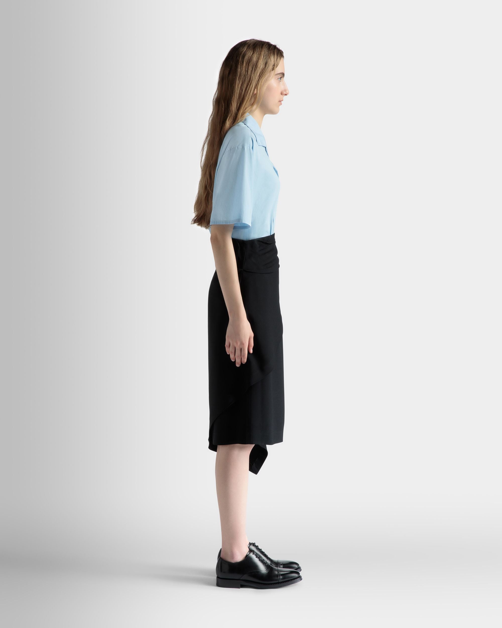 Asymmetrischer Midirock Aus Fließendem Crêpe In Schwarz - Damen - Bally - 05