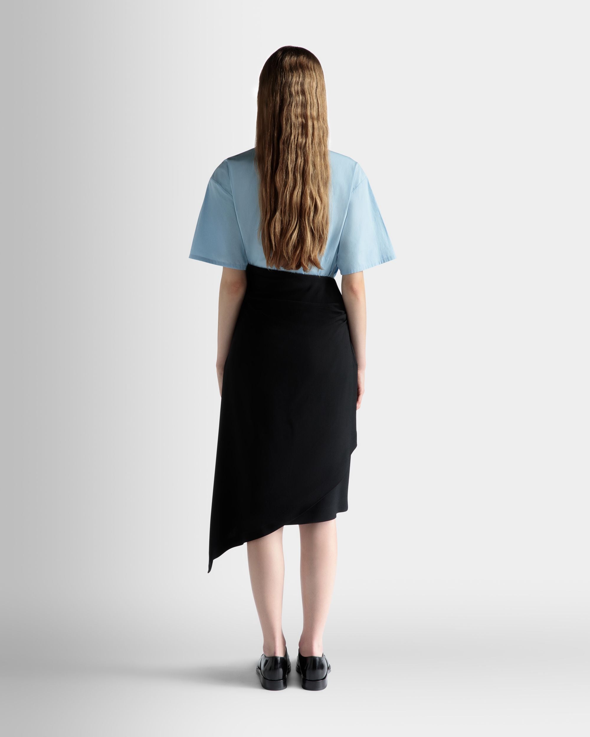 Asymmetrischer Midirock Aus Fließendem Crêpe In Schwarz - Damen - Bally - 06