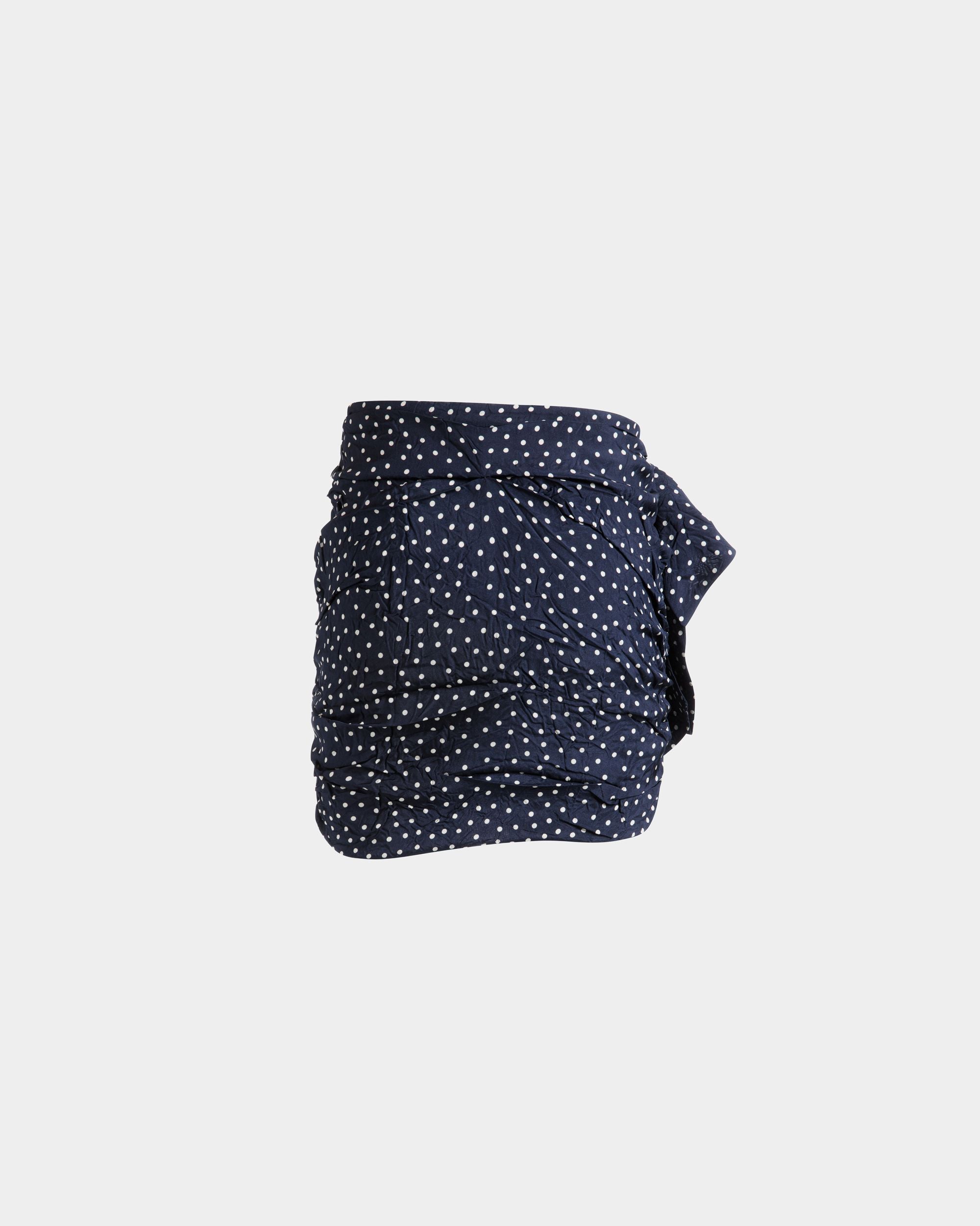 Printed Rouches Mini Skirt in Polka Dots Print Fluid Poplin - Women's - Bally - 07