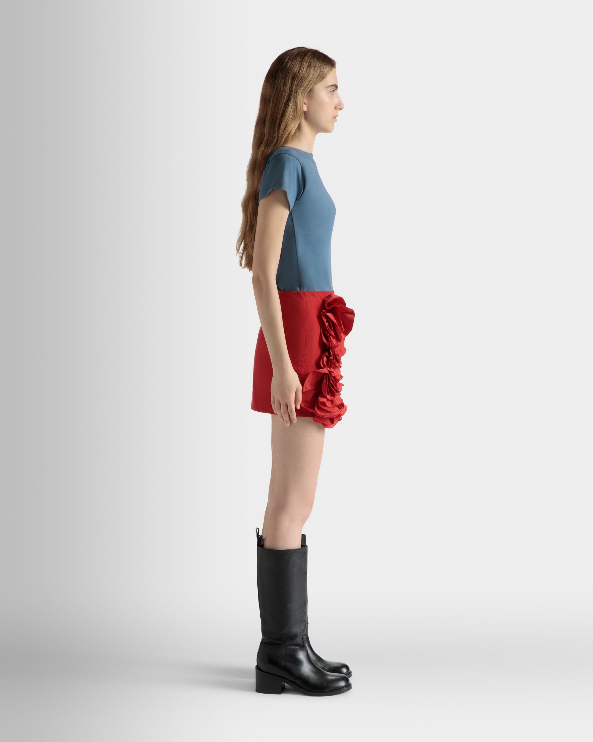 Rouches Minirock In Candy Red Aus Technischer Duchesse - Damen - Bally - 05