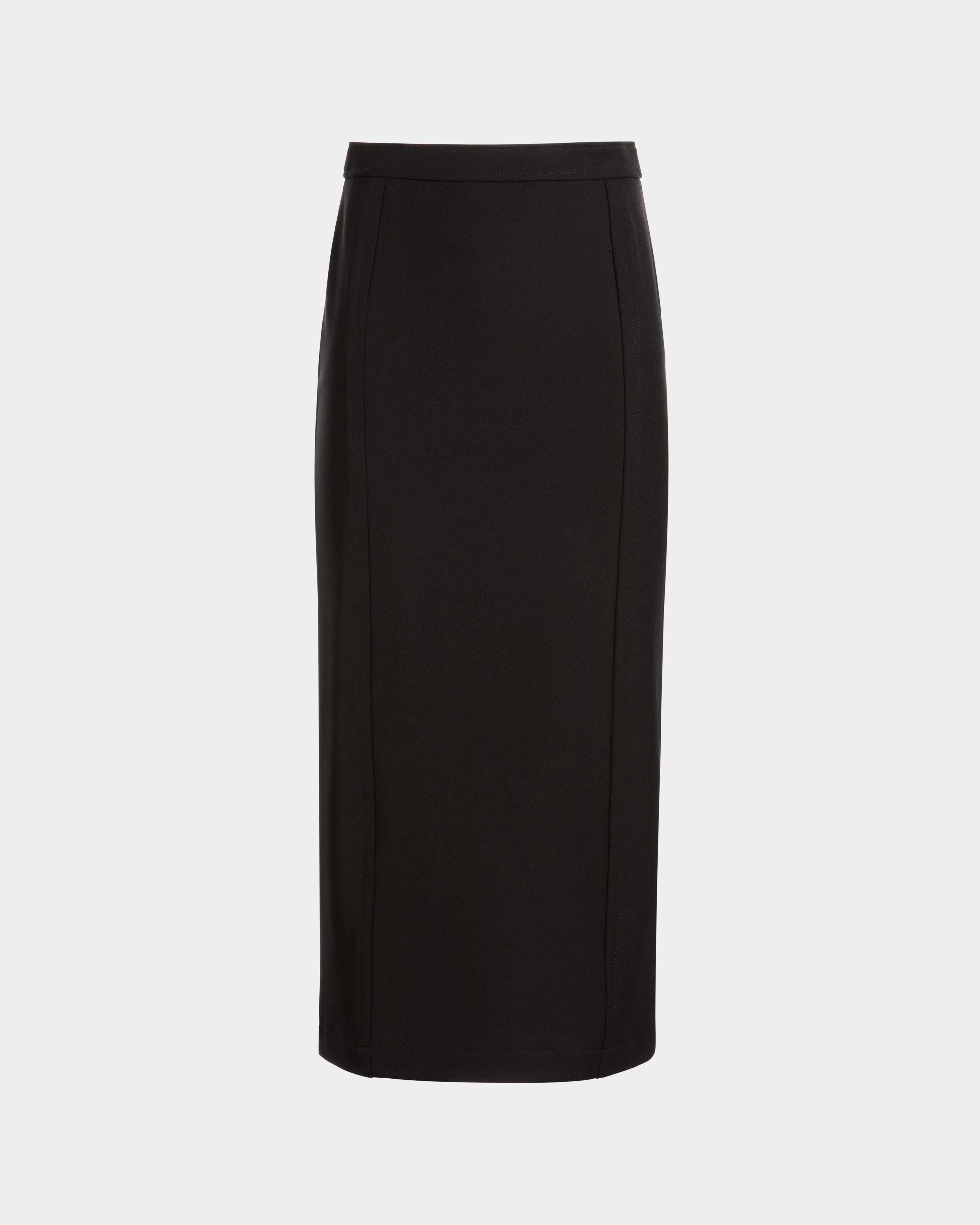 Midi Skirt in Black Nylon Gabardine - Women's - Bally - 01