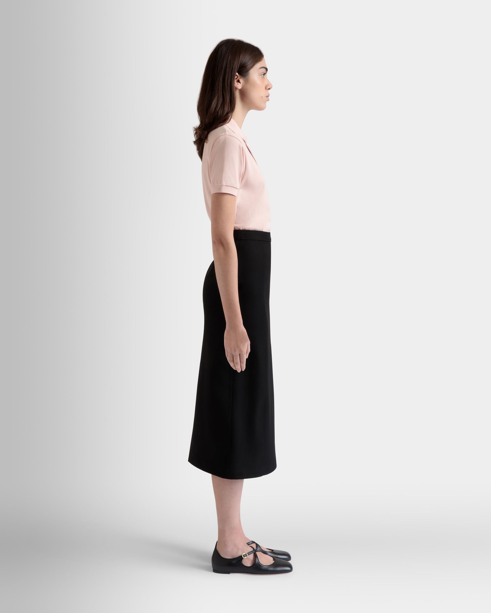 Midi Skirt in Black Nylon Gabardine - Women's - Bally - 05