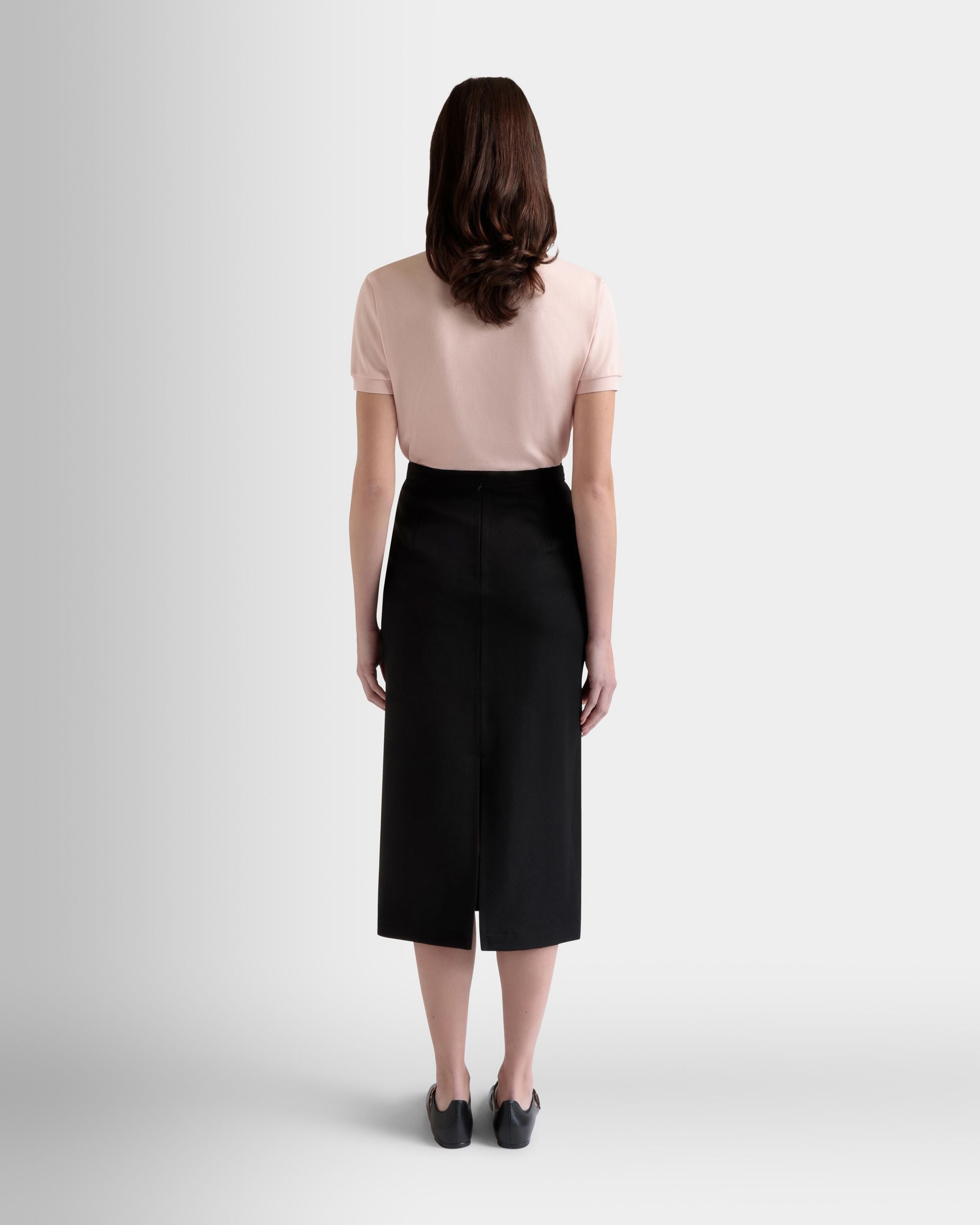 Midi Skirt in Black Nylon Gabardine - Women's - Bally - 06