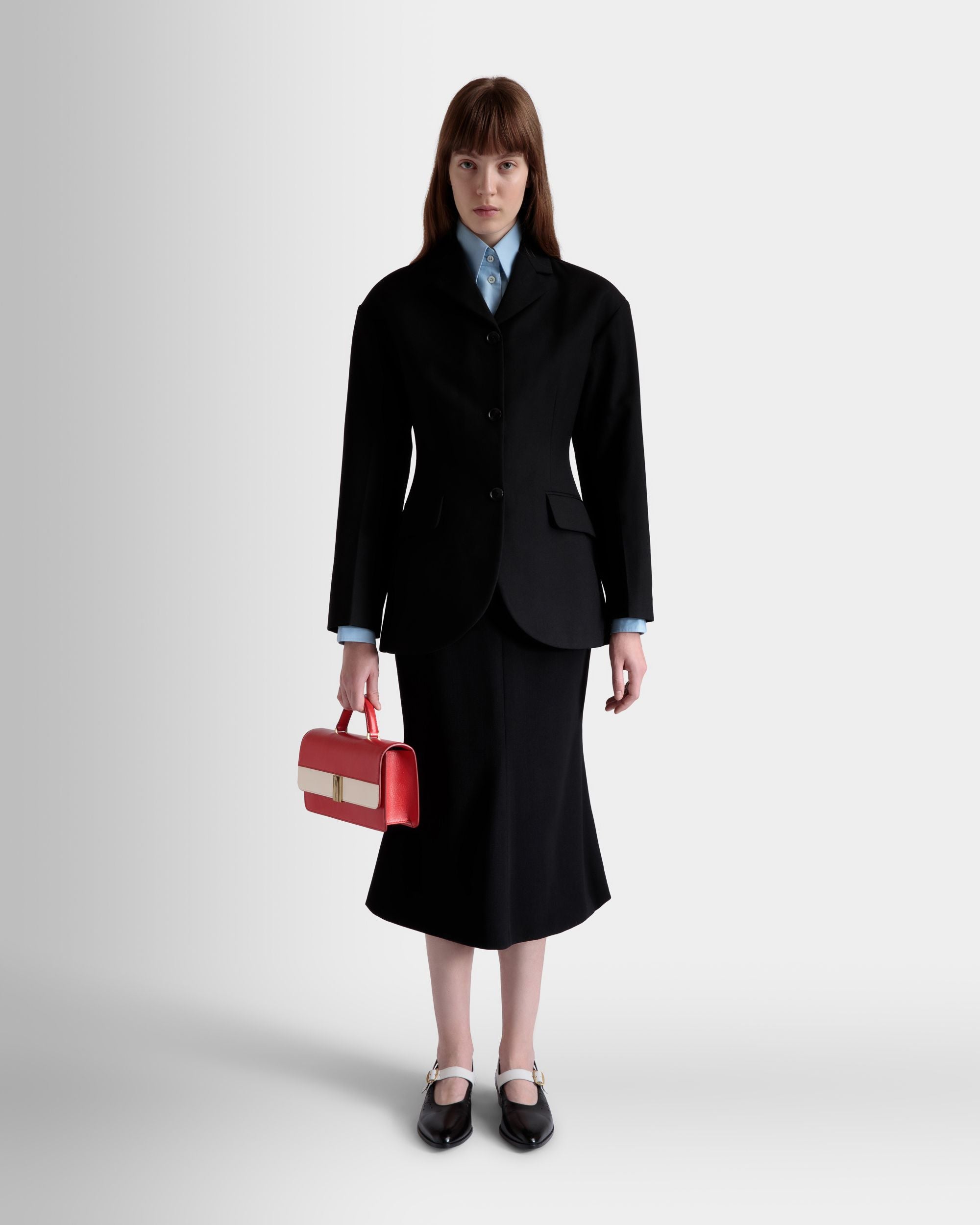 Midirock Aus Einer Wollmischung In Schwarz - Damen - Bally - 02