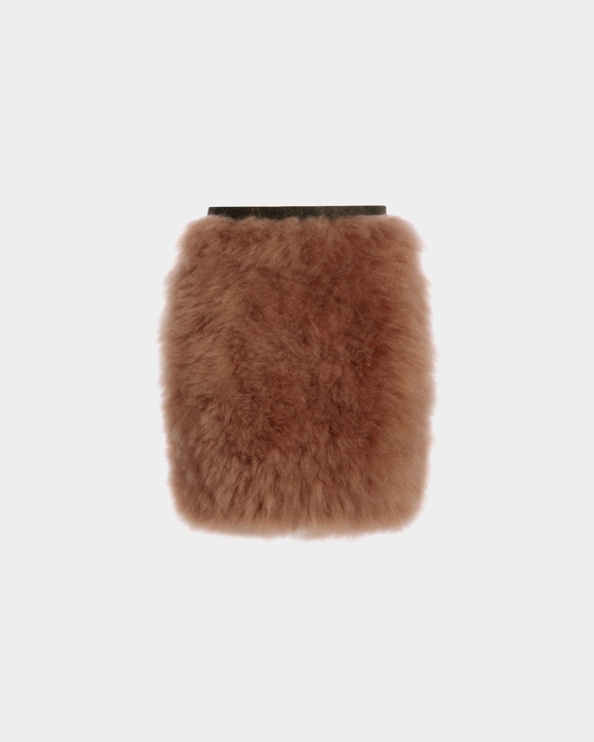 Mini Skirt In Dark Green And Praline Beige Wool and Shearling - Women's - Bally - 01