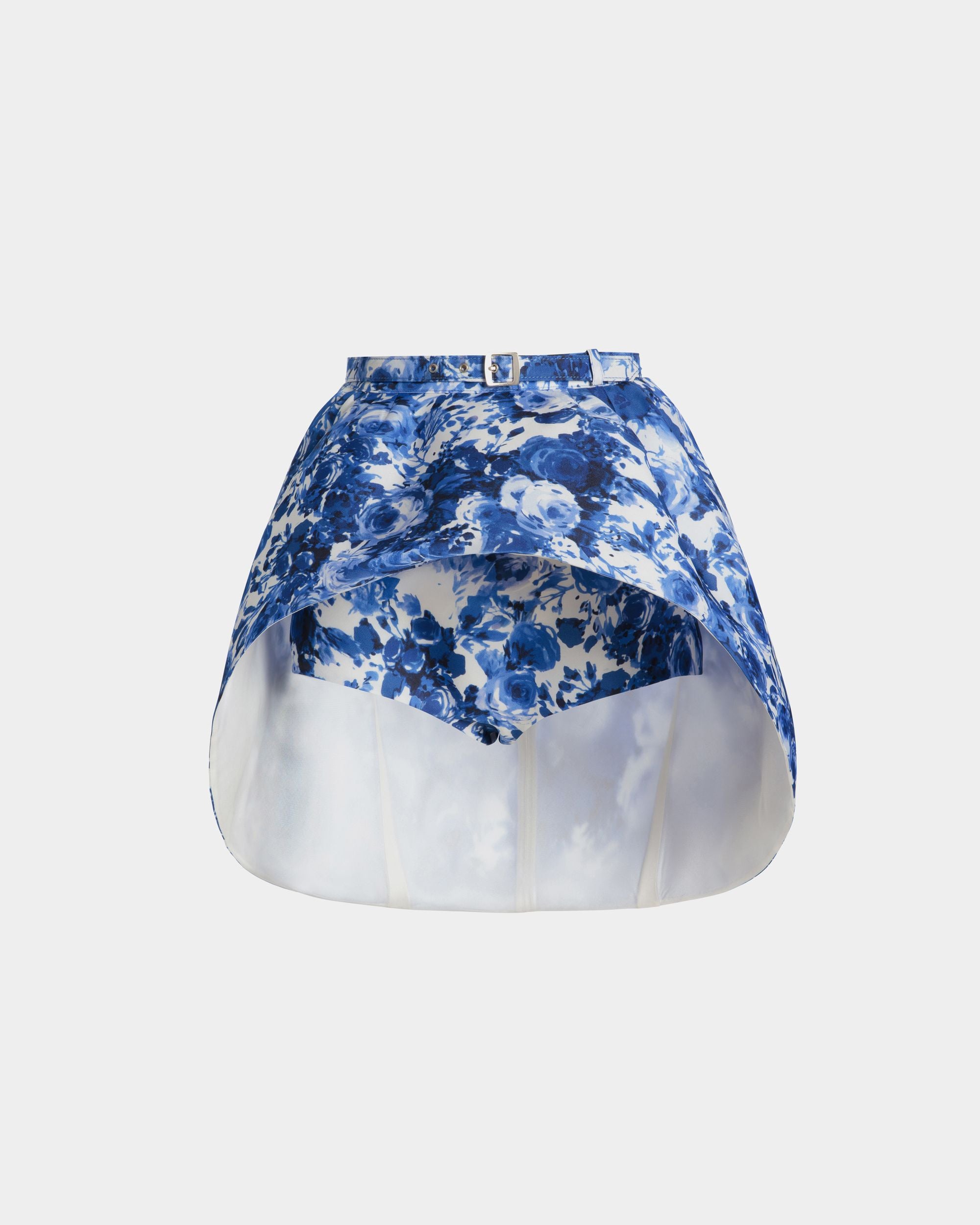 Minirock Aus Blauer Seide Mit Rosengarten-Print - Donna - Bally - 01