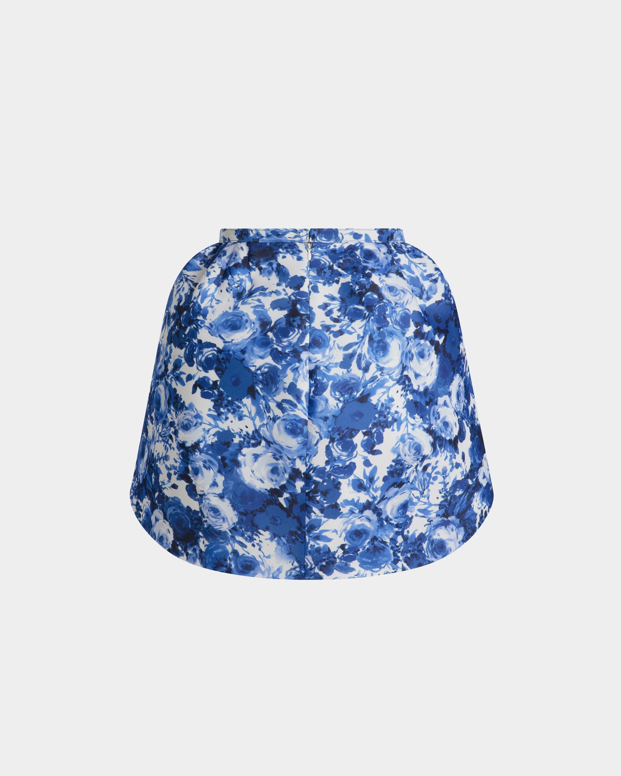 Minigonna In Seta Blu Con Stampa Rosengarten - Donna - Bally - 07