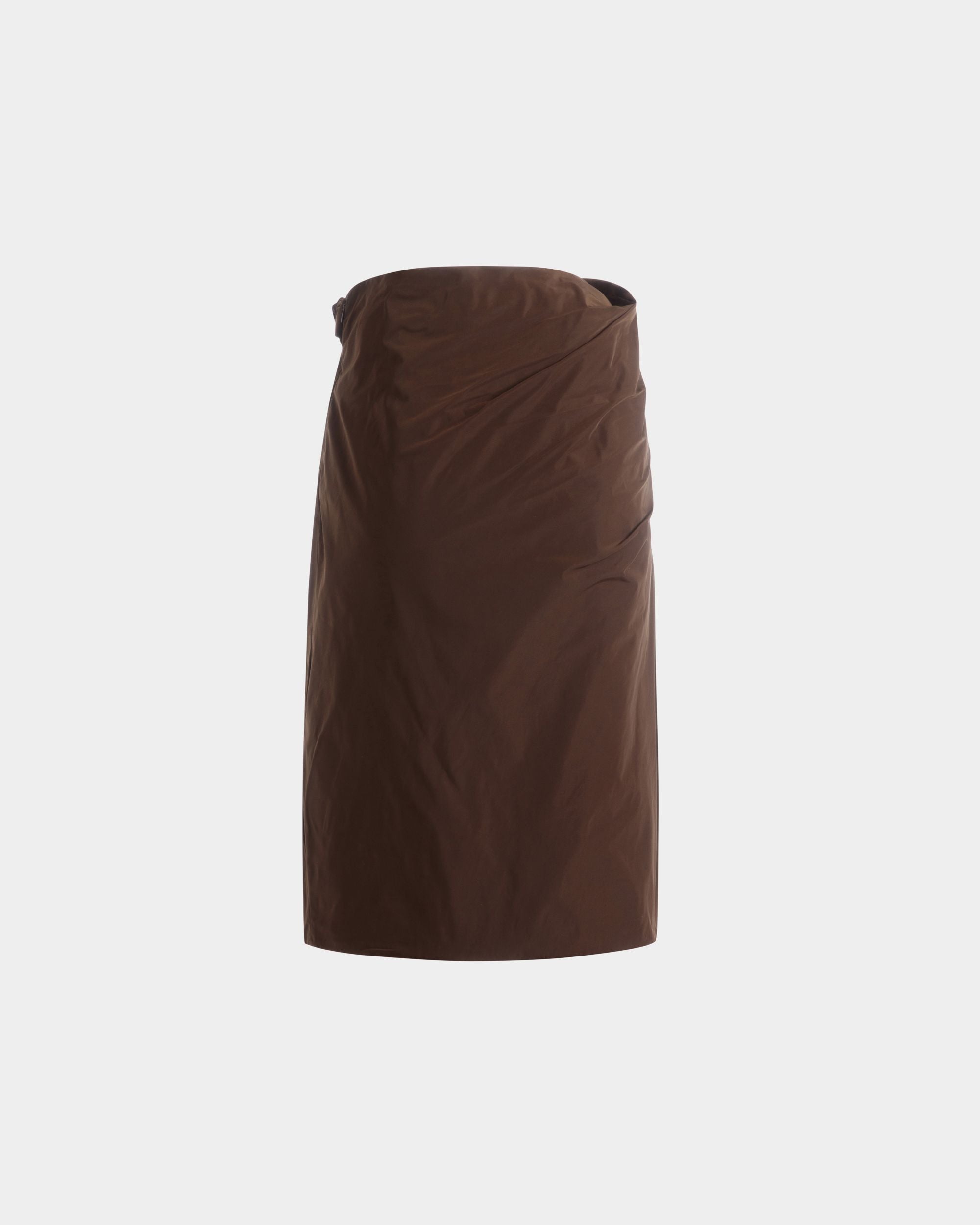 Jupe Midi Drapée En Duchesse Technique Marron - Femme - Bally - 07