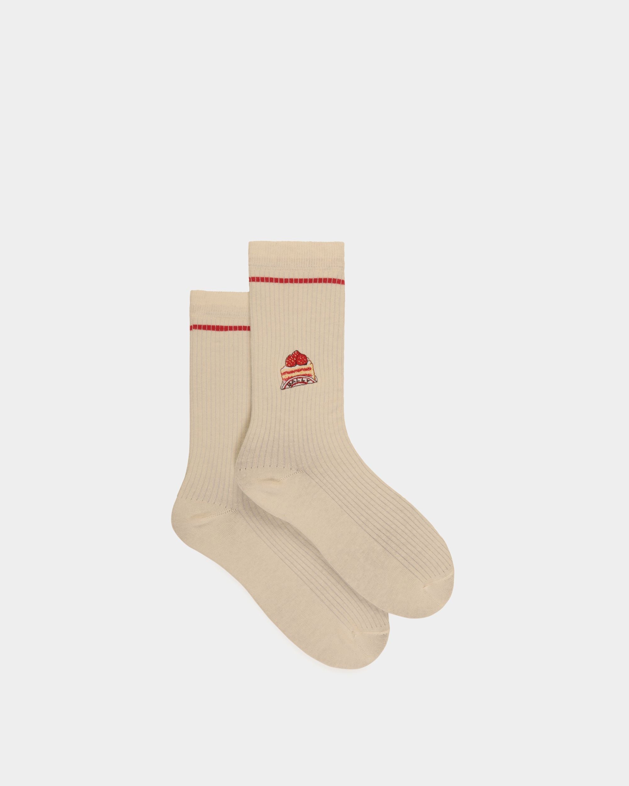 Socken Aus Elfenbeinfarbener Baumwollmischung Mit Einem Bally Cake - Damen - Bally - 01