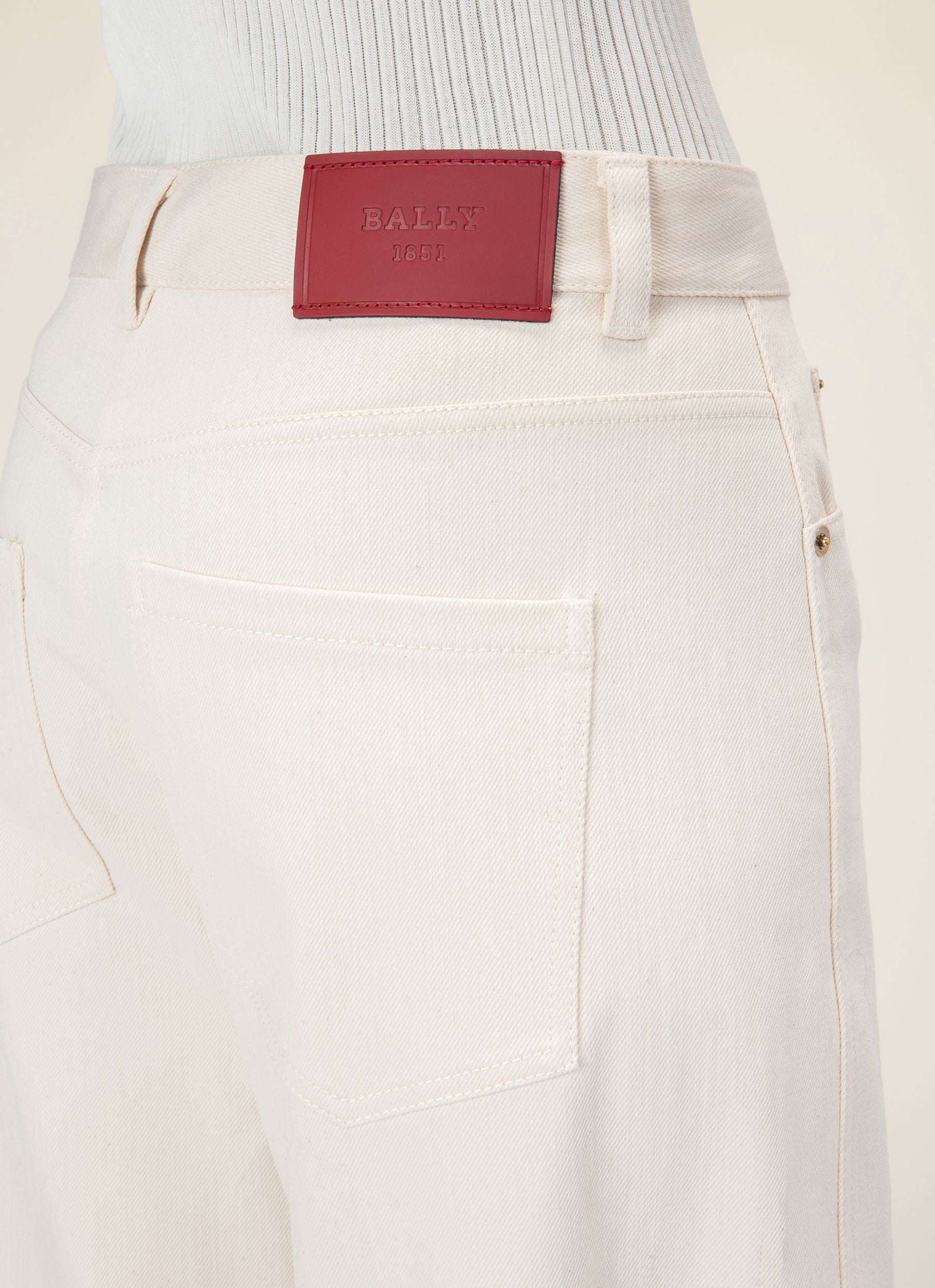 Pantalon En Denim Ivoire - Femme - Bally - 02