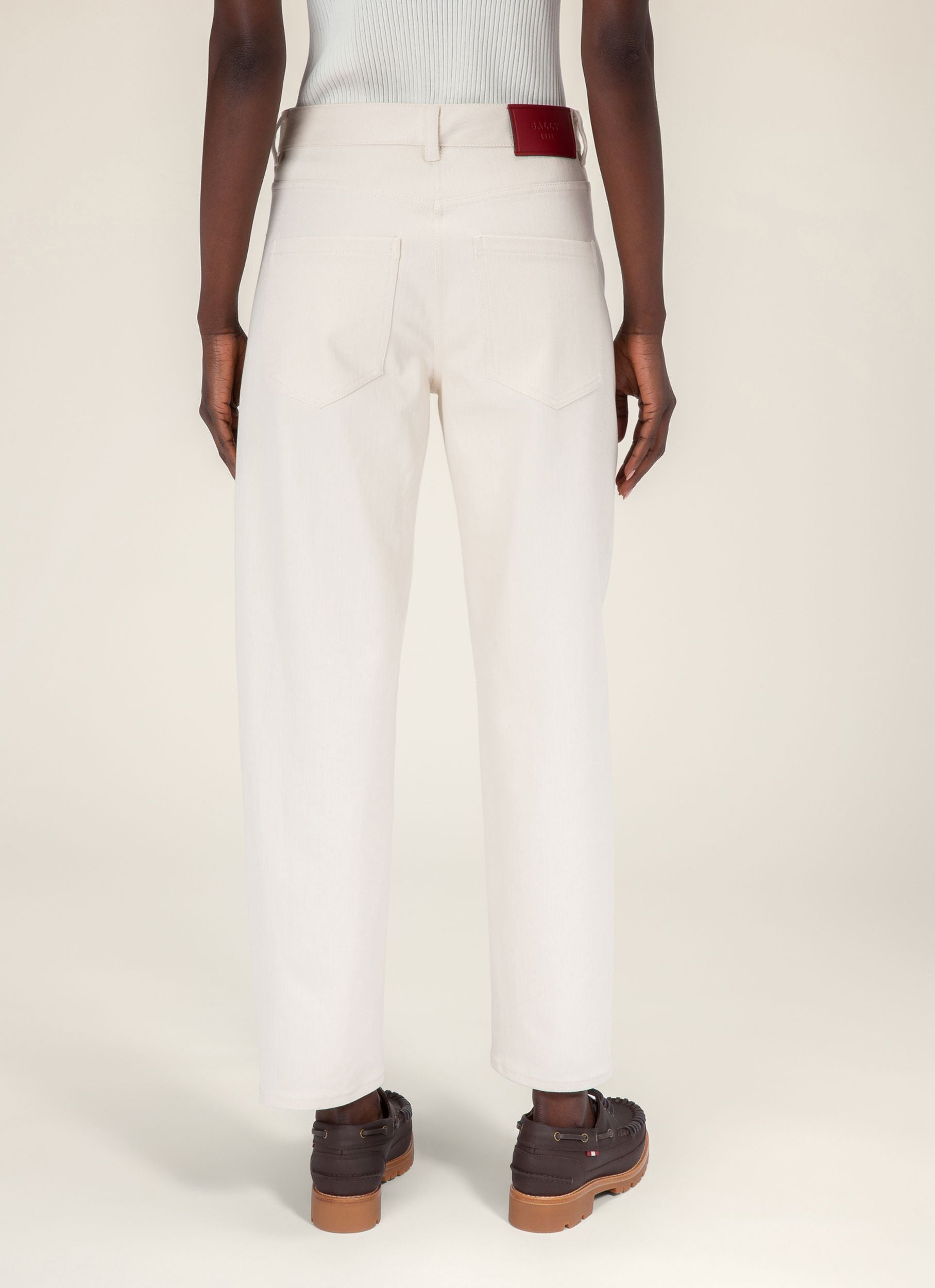 Pantalon En Denim Ivoire - Femme - Bally - 04