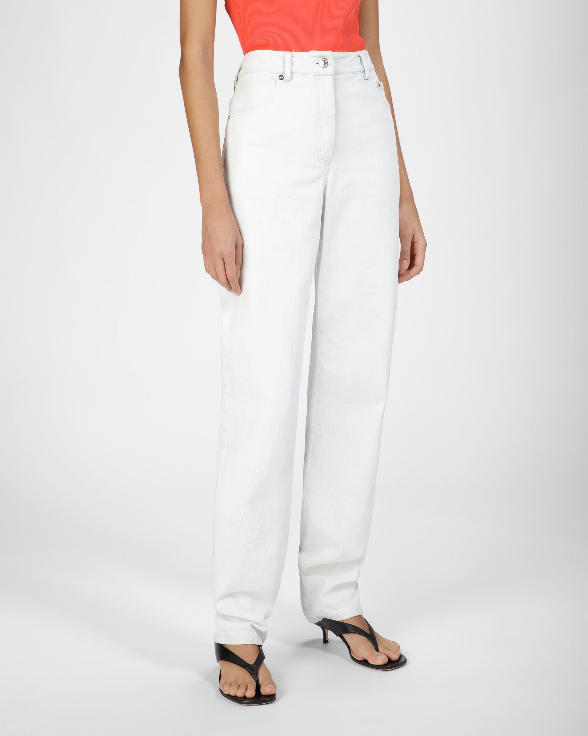 Hose Aus Baumwoll-Denim In Gebleichtem Weiß - Damen - Bally - 03