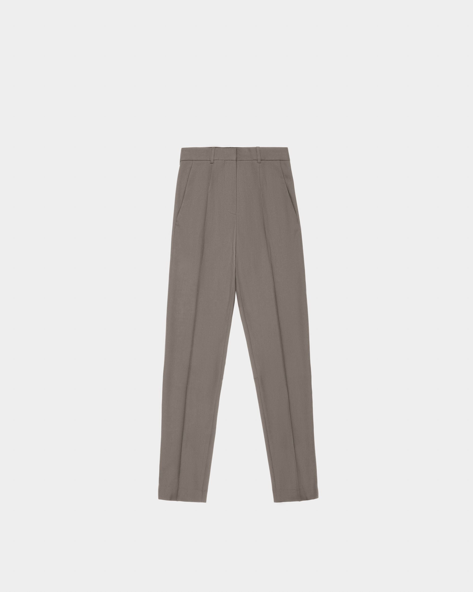 Pantalon En Laine Et Coton Gris - Femme - Bally - 04