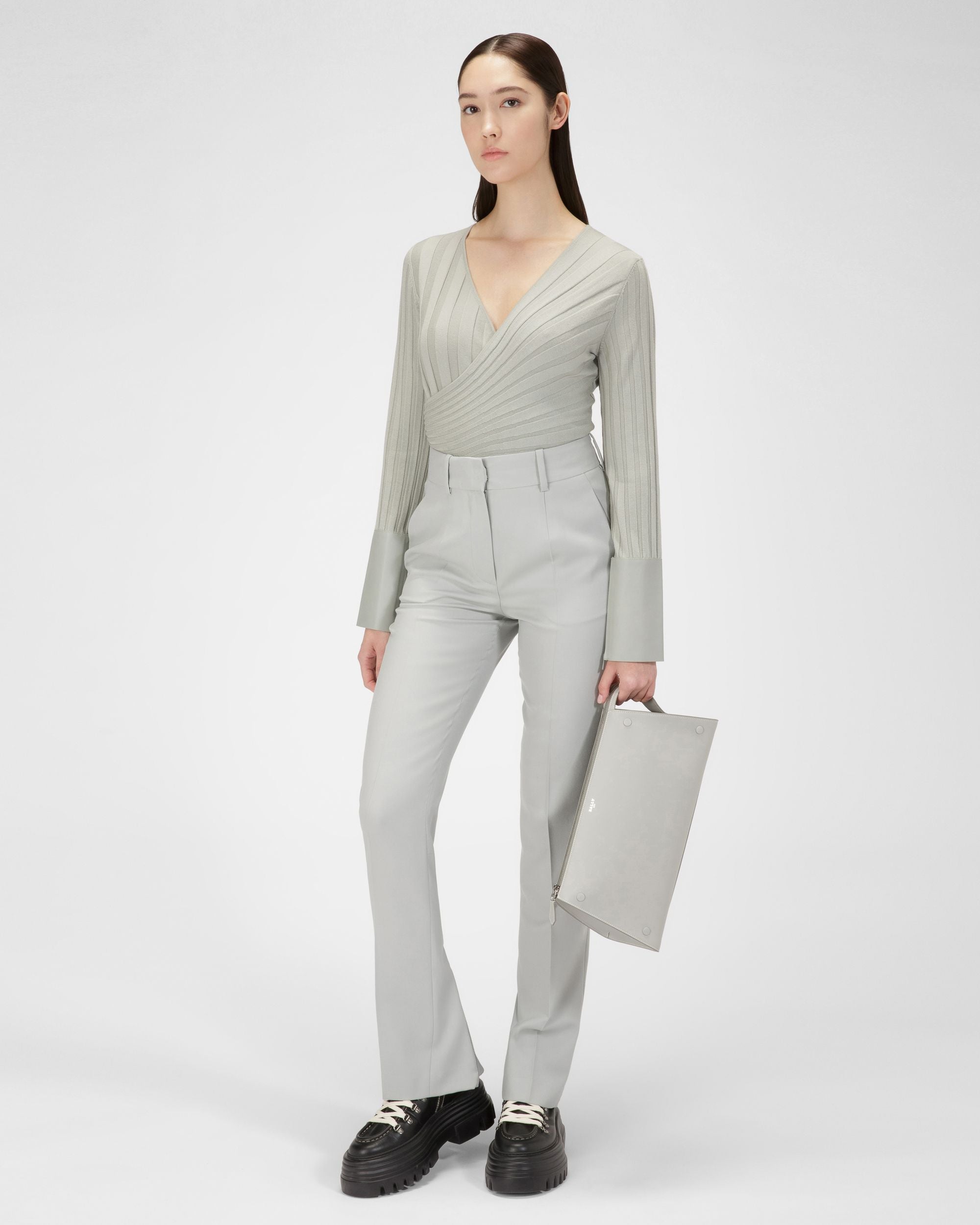Hose Aus Grauer Wolle - Damen - Bally - 05