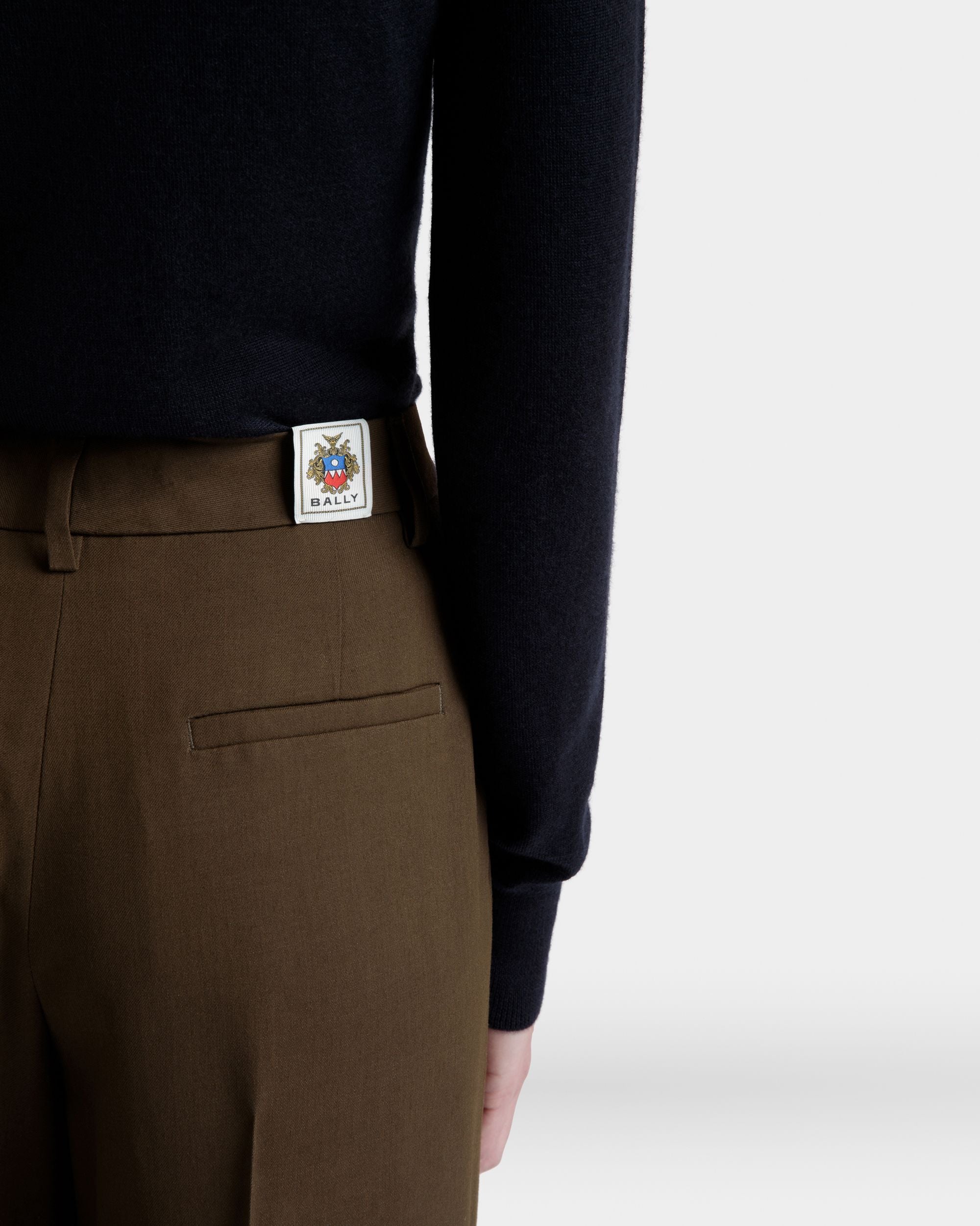 Pantalon Jambe Droite En Gabardine Fluide Military Green - Femme - Bally - 03