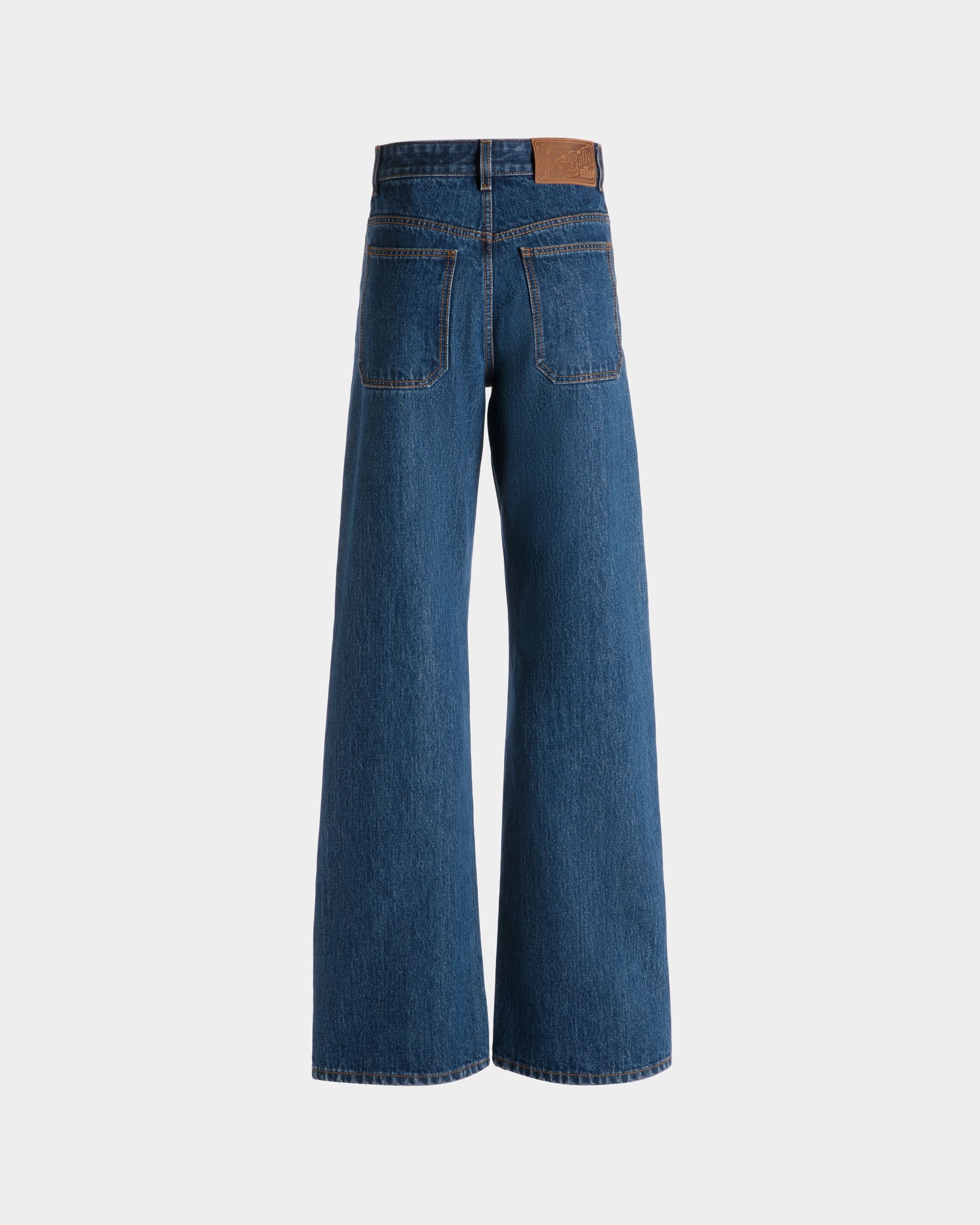 Wide-Leg Denim Pants In Medium Blue Cotton - Women's - Bally - 06