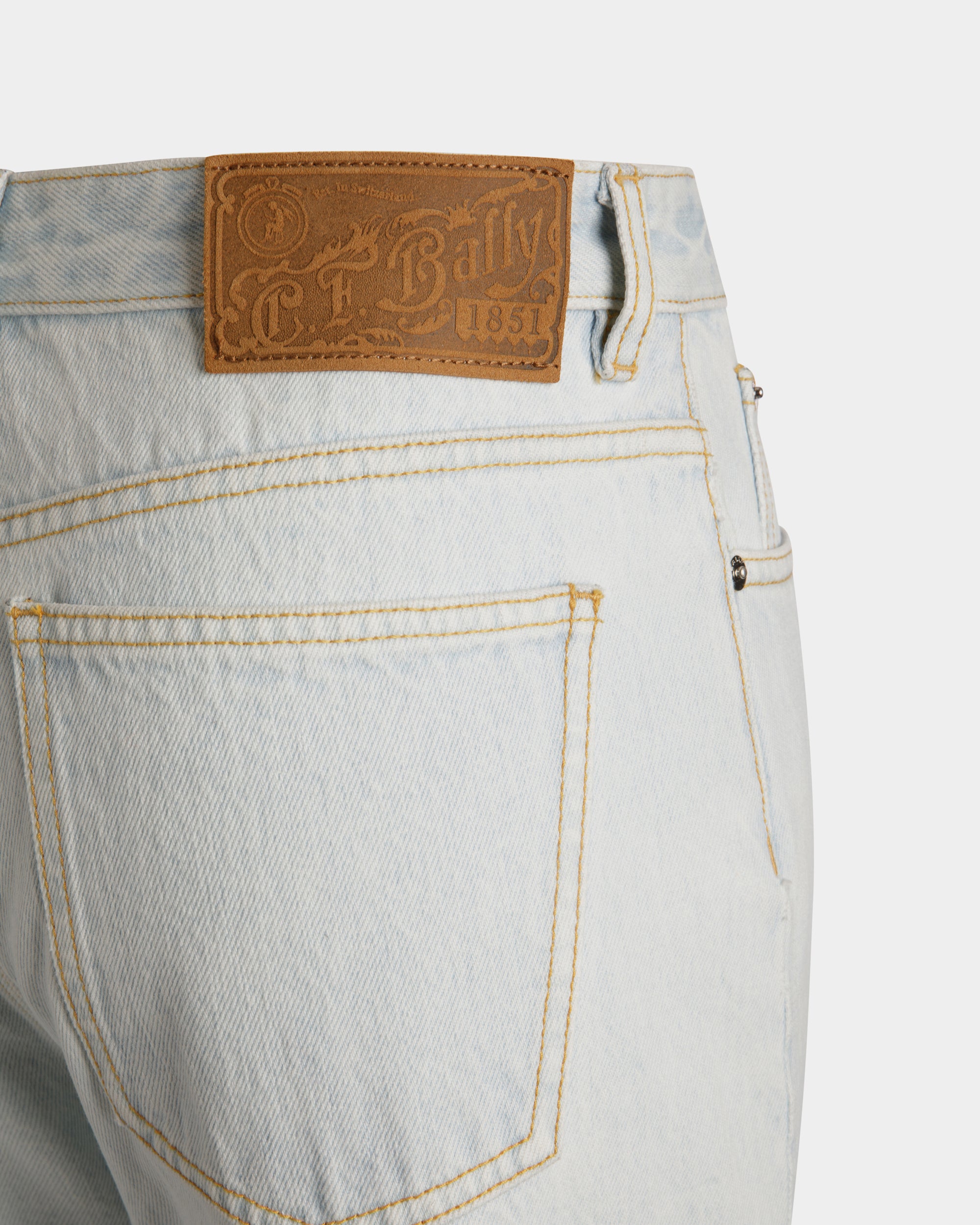 Denim Pants in Light Blue Cotton - Women's - Bally - 04