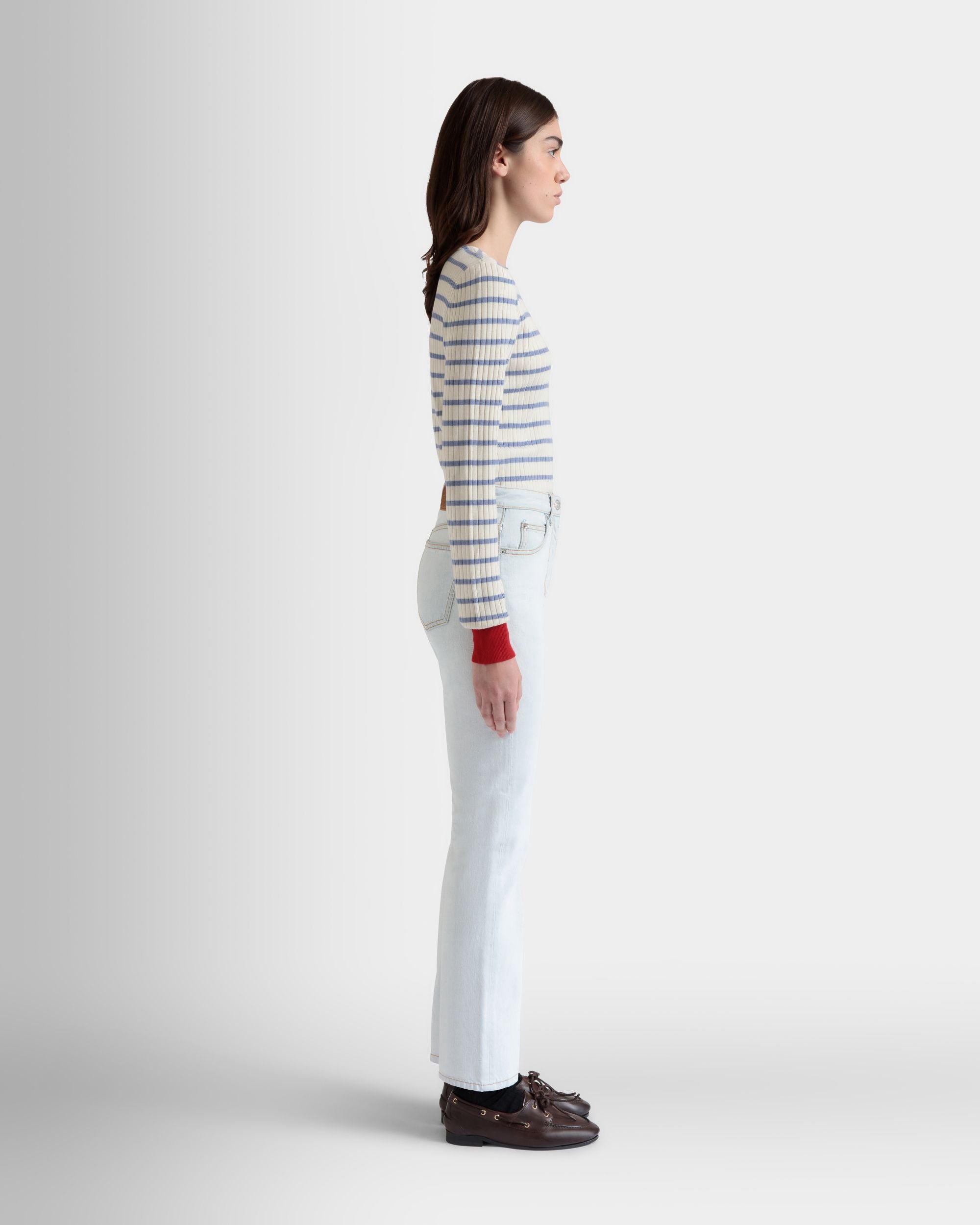 Denim Pants in Light Blue Cotton - Women's - Bally - 05
