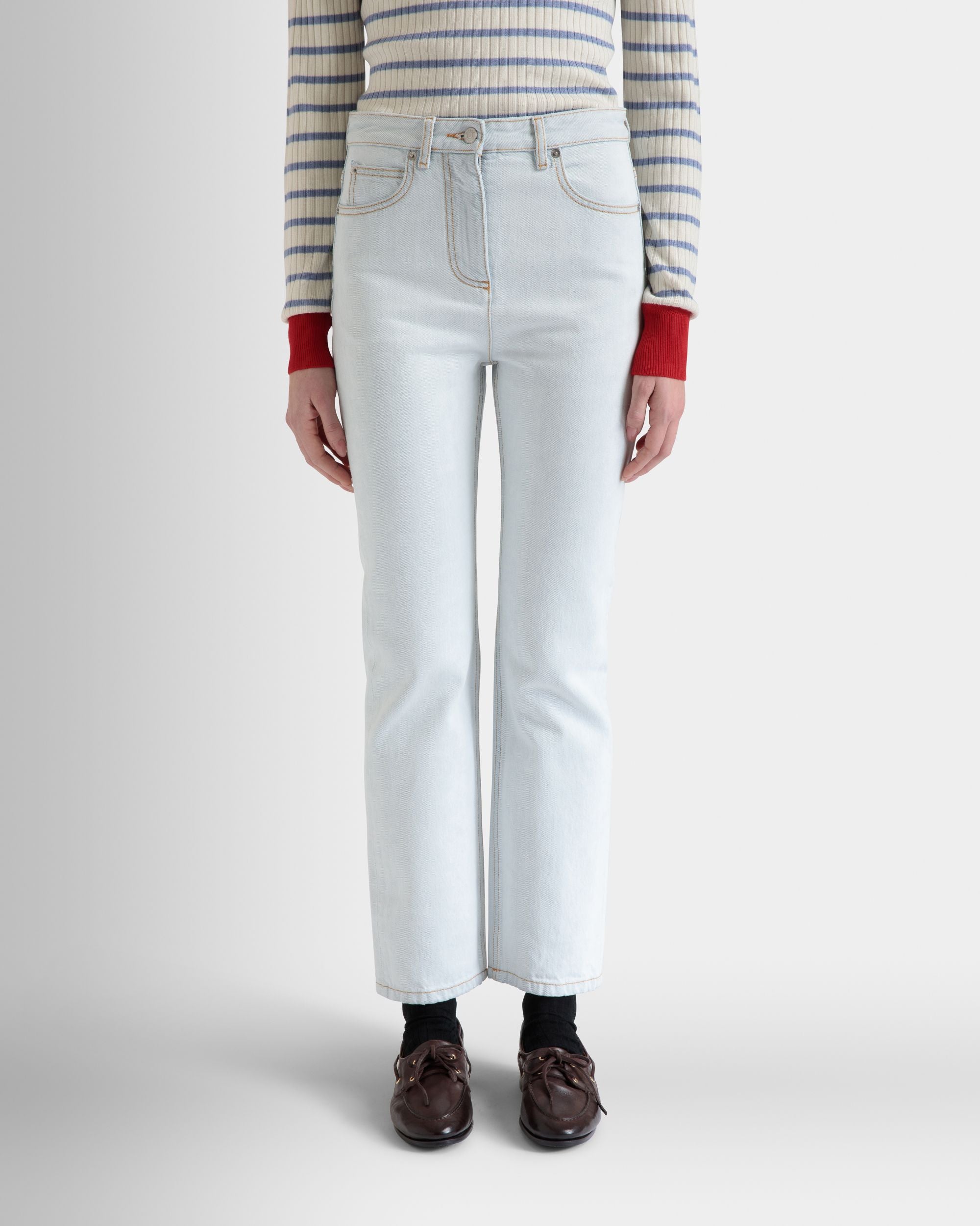 Denim Pants in Light Blue Cotton - Women's - Bally - 08