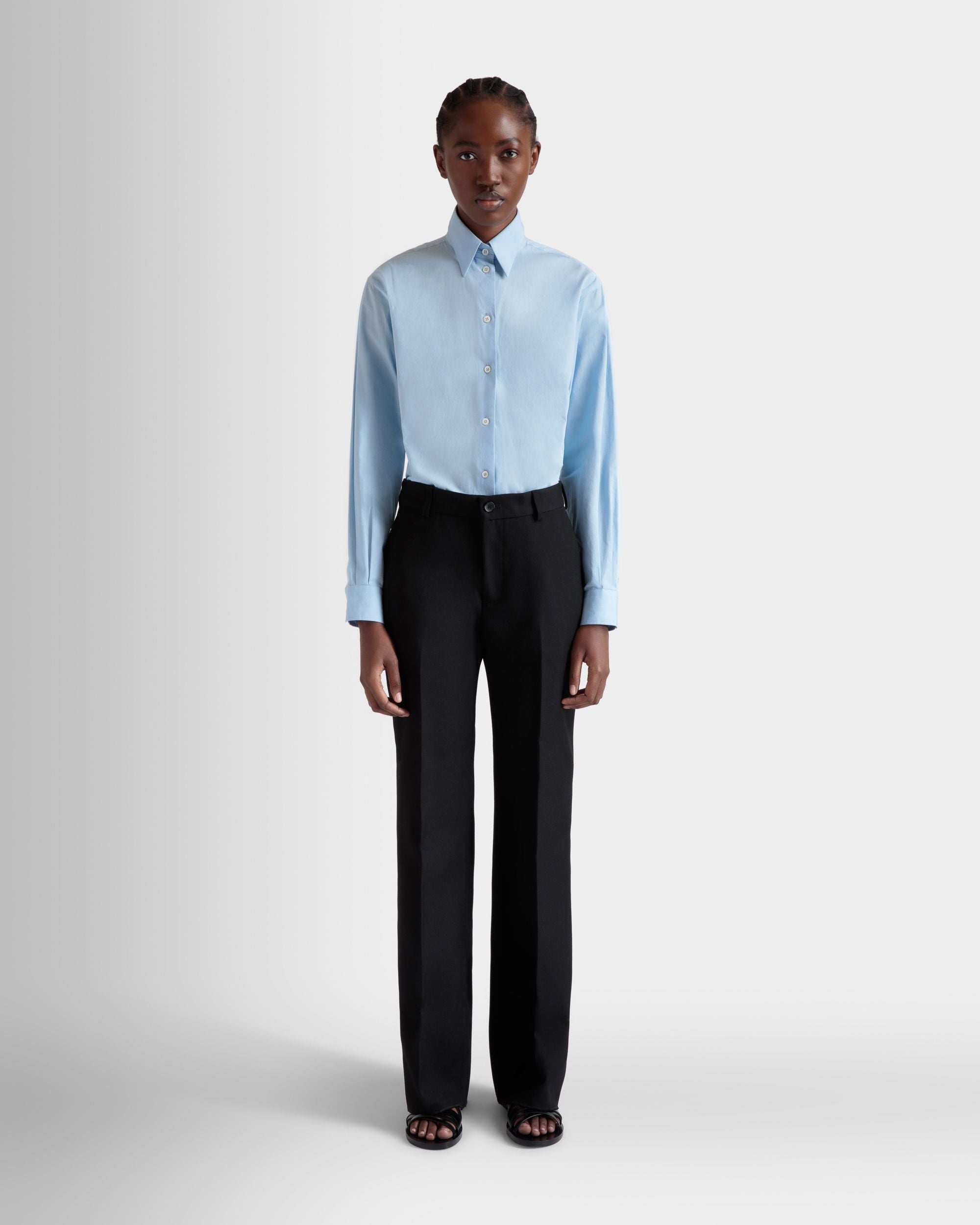 Pantalon Évasé En Laine Noire - Femme - Bally - 02