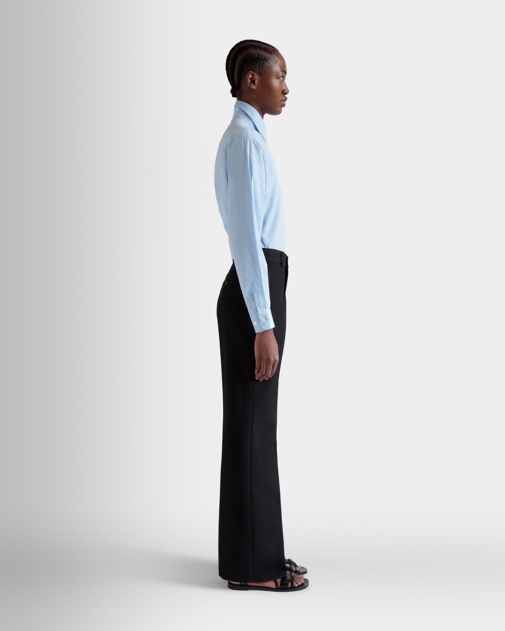 Pantalon Évasé En Laine Noire - Femme - Bally - 05