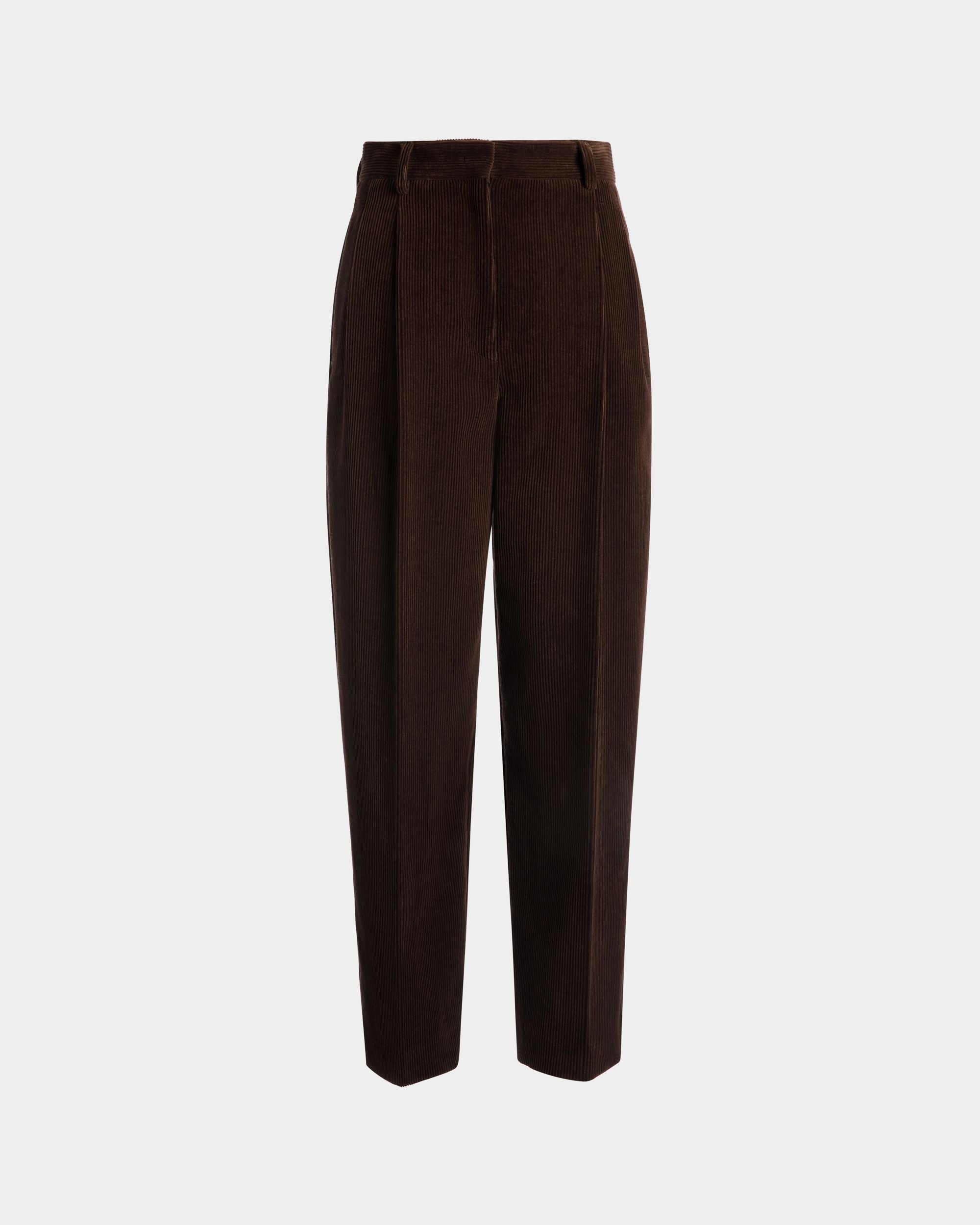 Pantalon À Pinces De La Capsule D’hiver En Velours Côtelé De Coton Ebano - Femme - Bally - 01