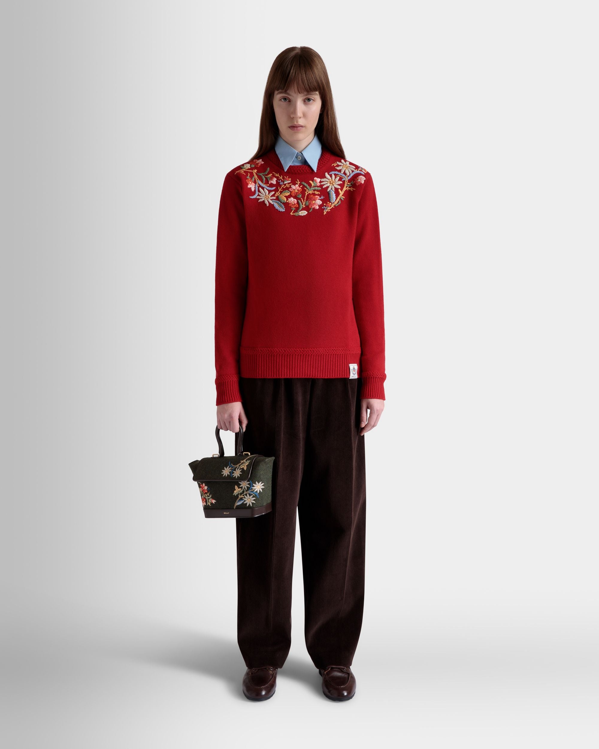 Pantalon À Pinces De La Capsule D’hiver En Velours Côtelé De Coton Ebano - Femme - Bally - 02