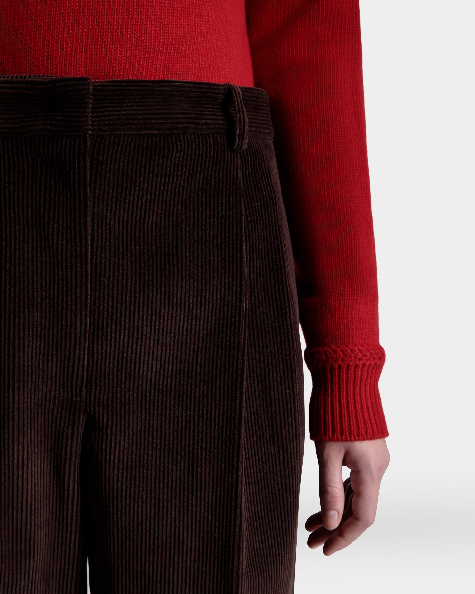 Pantalon À Pinces De La Capsule D’hiver En Velours Côtelé De Coton Ebano - Femme - Bally - 03