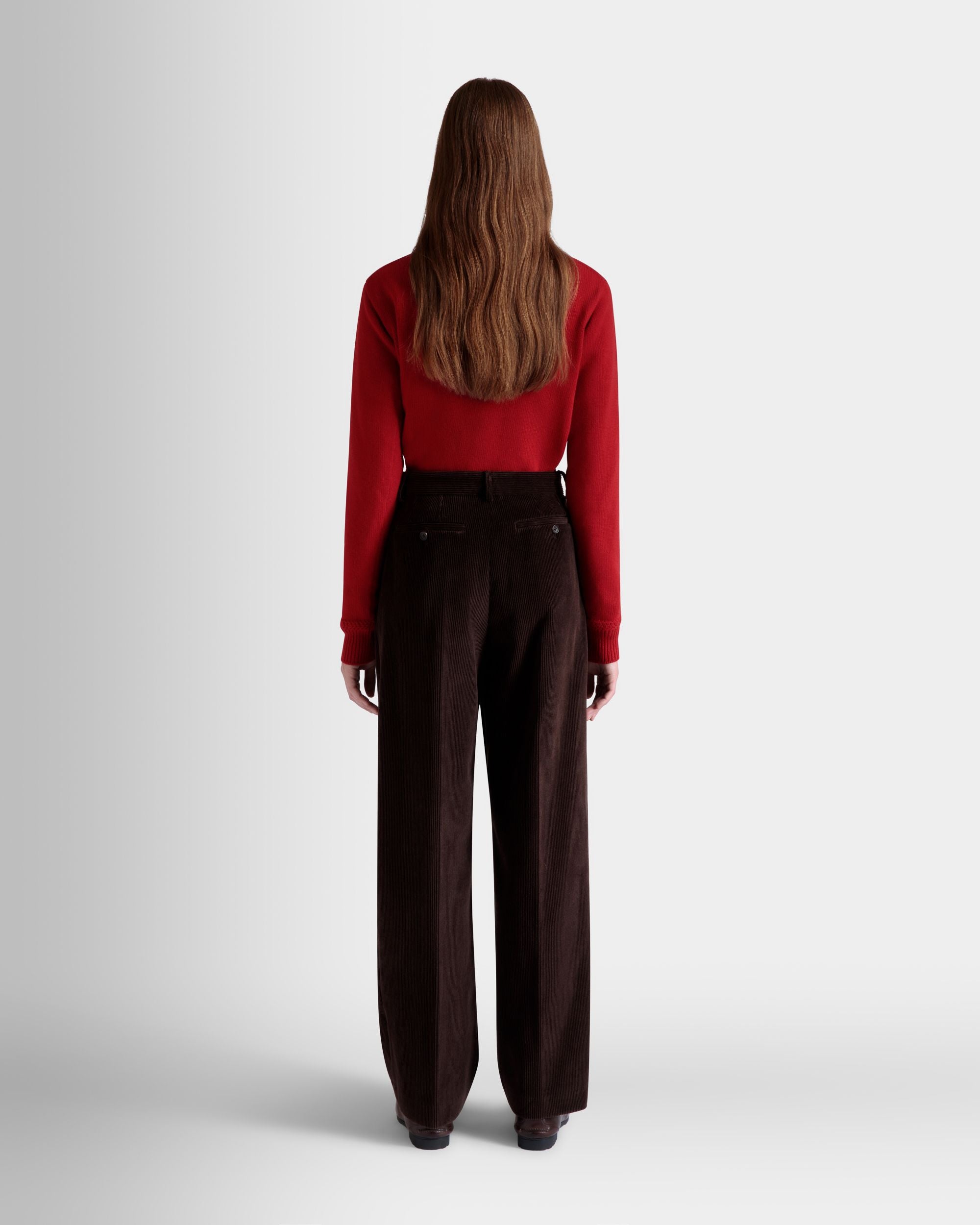 Pantalon À Pinces De La Capsule D’hiver En Velours Côtelé De Coton Ebano - Femme - Bally - 06
