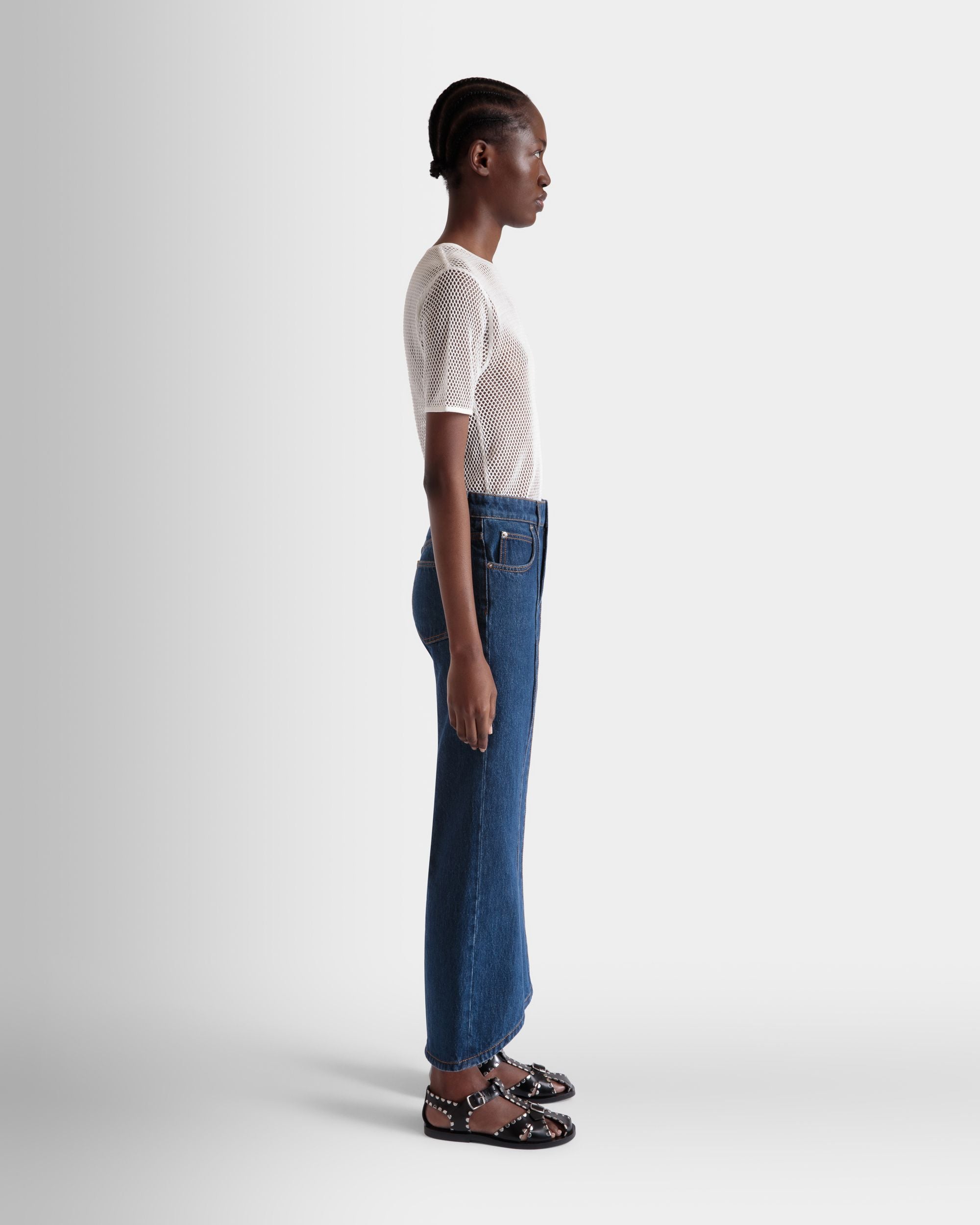 Pantalon En Denim De Coton Navy Blue - Femme - Bally - 05