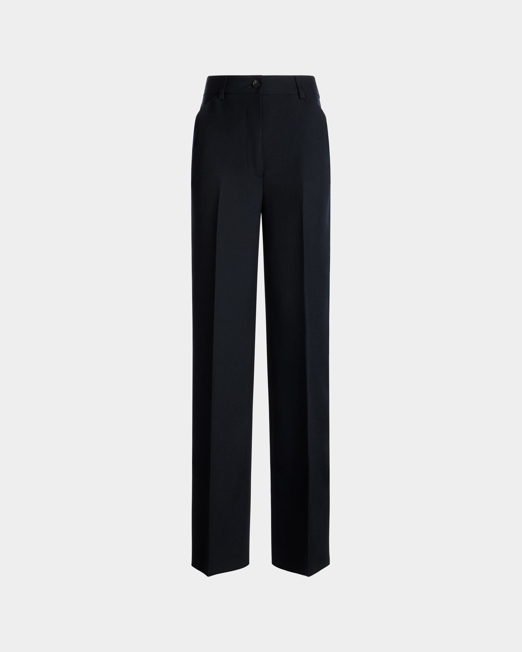 Maßgeschneiderte Hose Aus Wolle In Navy Blue - Women's - Bally - 01